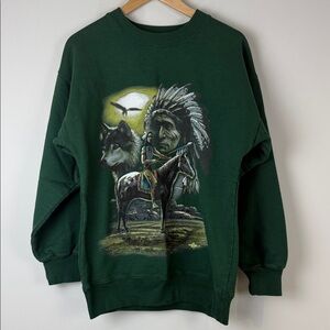Field & Stream Green Graphic Crewneck Sweatshirt Size Small